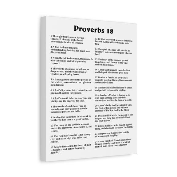 Scripture Walls Proverbs Chapter 18 White Bible Canvas Christian Wall Art Ready to Hang Unframed