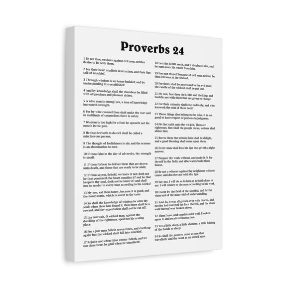 Scripture Walls Proverbs Chapter 24 White Bible Canvas Christian Wall Art Ready to Hang Unframed