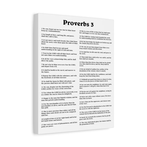 Scripture Walls Proverbs Chapter 3 White Bible Canvas Christian Wall Art Ready to Hang Unframed