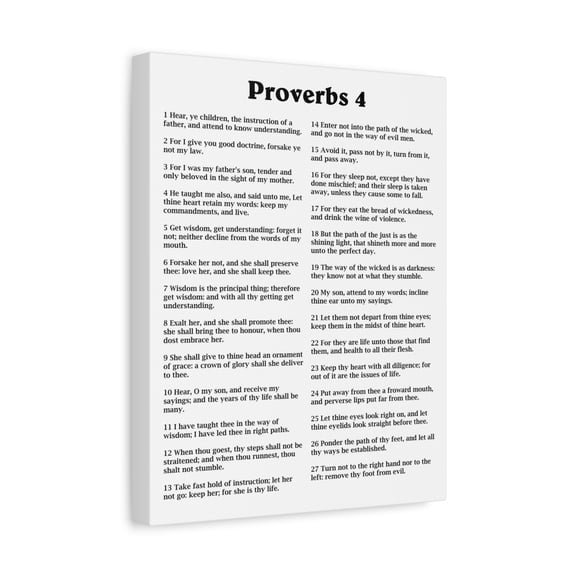 Scripture Walls Proverbs Chapter 4 White Bible Canvas Christian Wall Art Ready to Hang Unframed