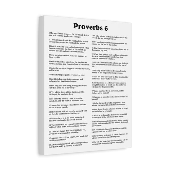 Scripture Walls Proverbs Chapter 6 White Bible Canvas Christian Wall Art Ready to Hang Unframed