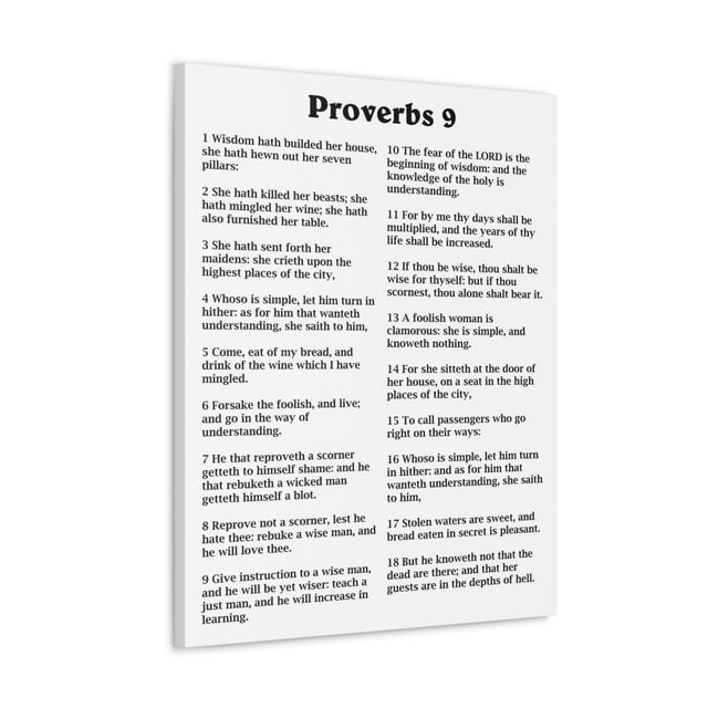 Scripture walls proverbs chapter 9 white bible canvas christian wall