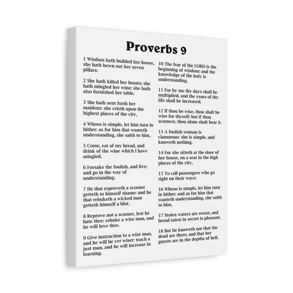 Scripture Walls Proverbs Chapter 9 White Bible Canvas Christian Wall Art Ready to Hang Unframed