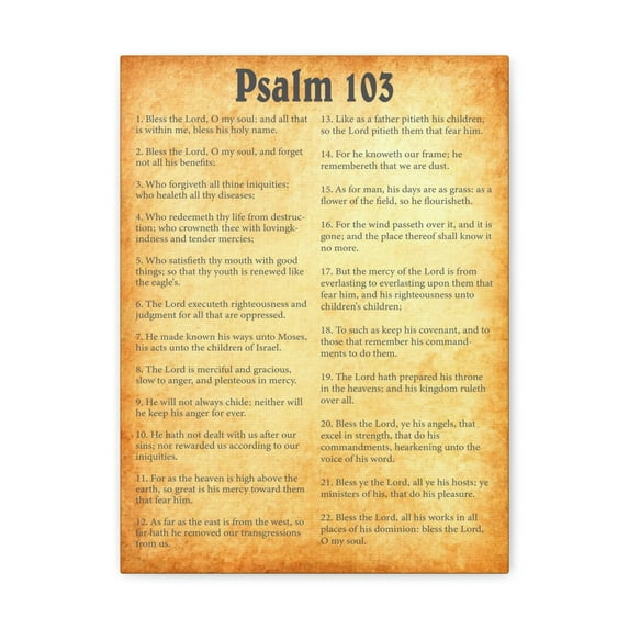 Scripture Walls Psalm 103 Chapter Gold Bible Canvas Christian Wall Art Ready to Hang Unframed