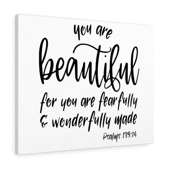 Scripture Walls Psalm 139:14 You Are Beautiful Bible Verse Canvas Christian Wall Art Ready to Hang Unframed