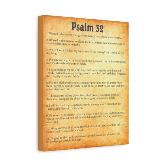 Scripture Walls Psalm 32 Gold Bible Chapter Canvas Christian Wall Art Ready to Hang