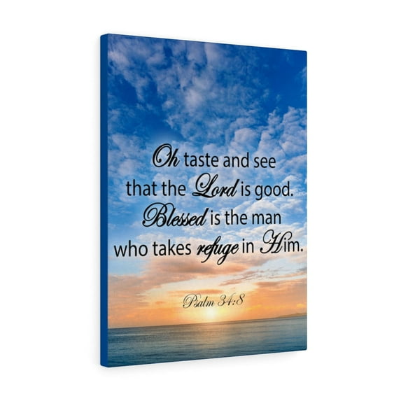 Scripture Walls Psalm 34:8 Blessed is The Man Bible Verse Canvas Christian Wall Art Ready to Hang Unframed