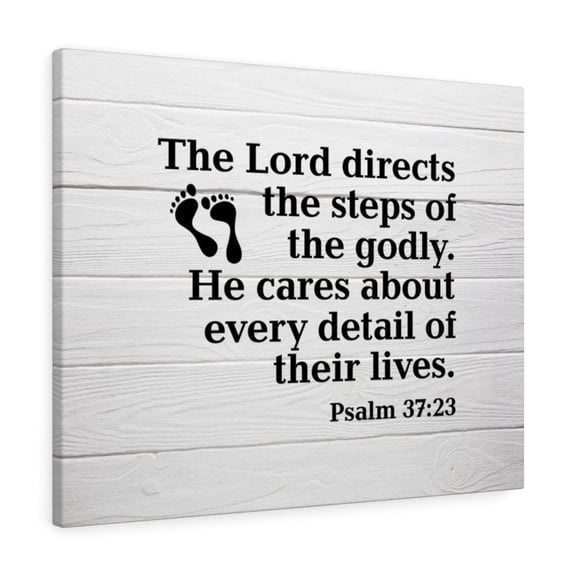 Scripture Walls Psalm 37:23 Lord Directs the Steps Bible Verse Canvas Christian Wall Art Ready to Hang Unframed