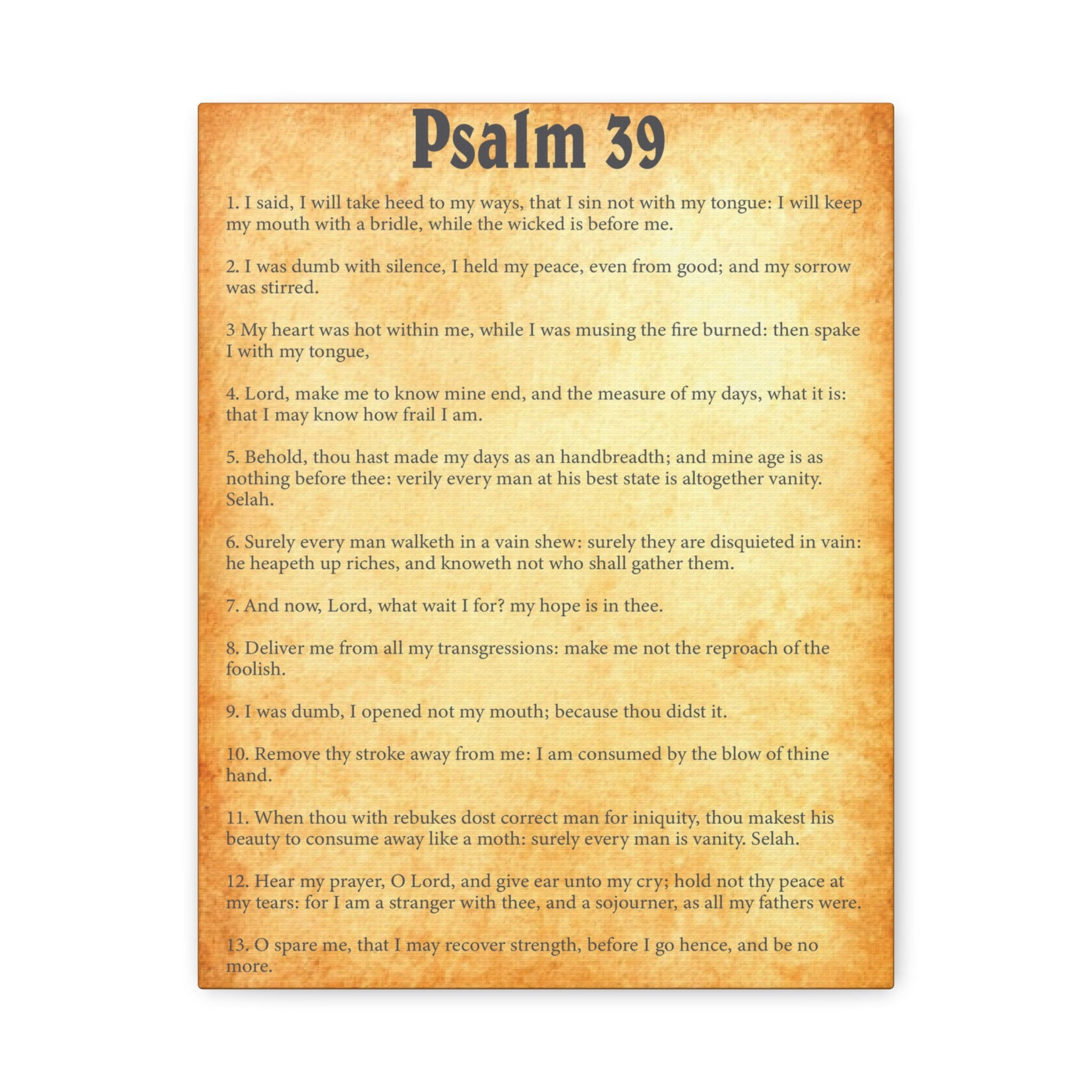 Scripture Walls Psalm 39 Gold Bible Chapter Canvas Christian Wall Art ...