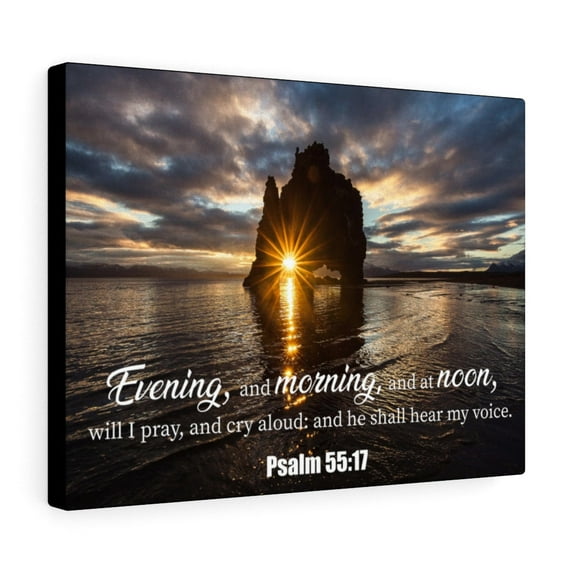 Scripture Walls Psalm 55:17 Hear My Voice Bible Verse Canvas Christian Wall Art Ready to Hang Unframed
