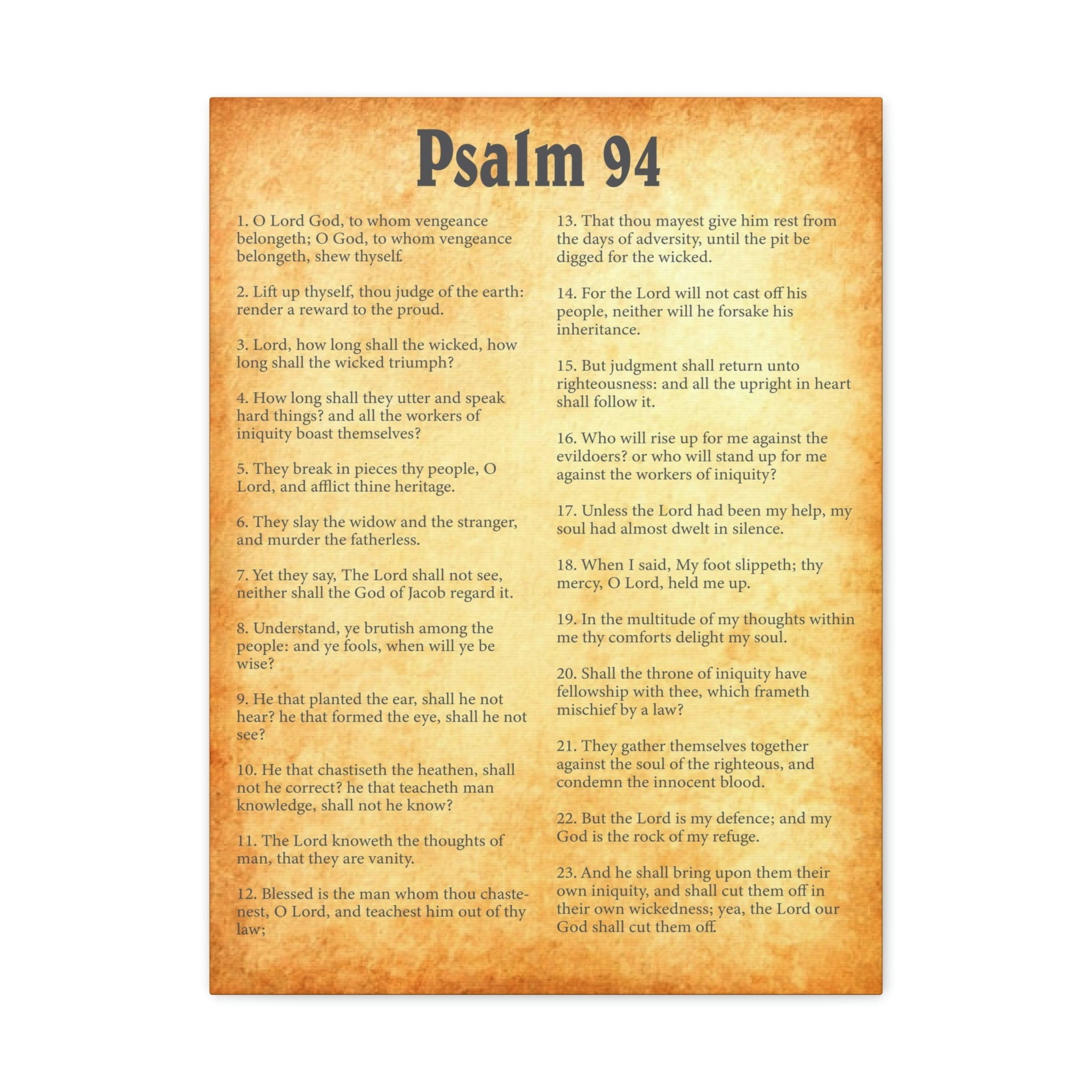 Scripture Walls Psalm 94 Chapter Gold Bible Canvas Christian Wall Art ...