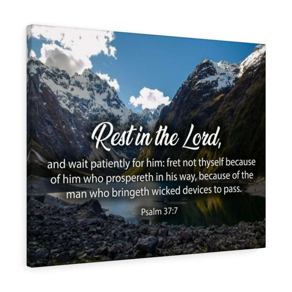 Scripture Walls Psalm 37:7 Rest in The Lord Bible Verse Canvas Christian Wall Art Ready to Hang Unframed