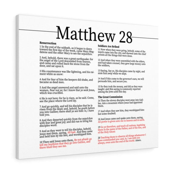 Scripture Walls Resurrection Of Christ Matthew 28 Bible Verse Canvas Christian Wall Art Ready to Hang Unframed