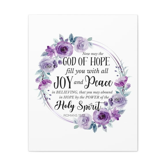 Scripture Walls Romans 15:13 Joy and Peace Wreath Bible Verse Canvas Christian Wall Art Ready to Hang Unframed