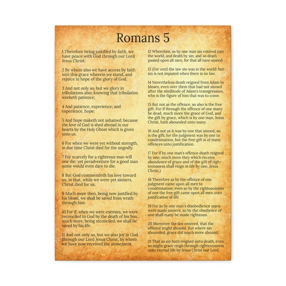 Scripture Walls Romans 5 Gold Christian Wall Art Print Ready to Hang Unframed