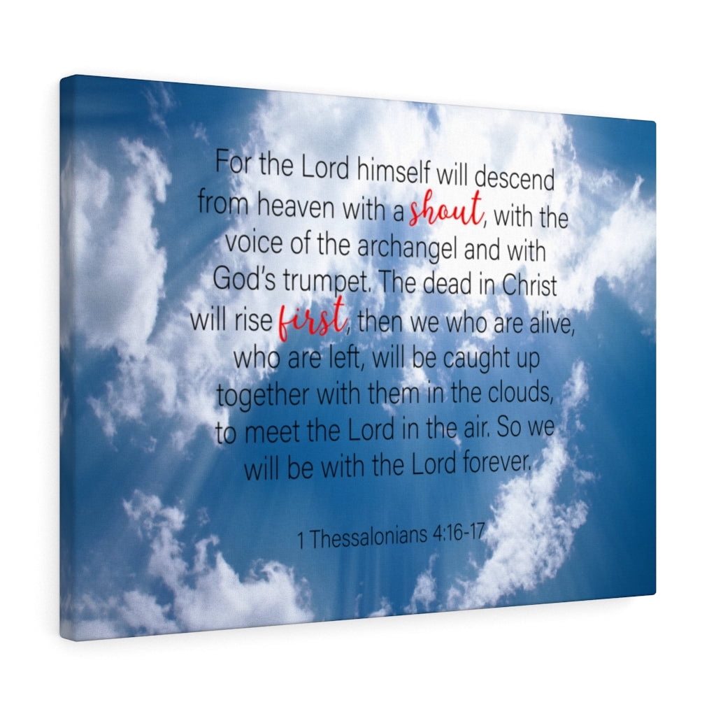 Scripture Walls 1 Thessalonians 4 16 17 Shout First Bible Verse Canvas seek-ye-first-bible-verse-print-watercolour-bible-verse-wall-art