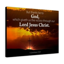 Scripture Walls  Thanks Be to God 1 Corinthians 15:57 Bible Verse Canvas Christian Wall Art Ready to Hang Unframed
