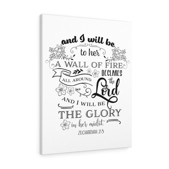 Scripture Walls  The Lord And Zechariah 2:5 Bible Verse Canvas Christian Wall Art Ready to Hang Unframed