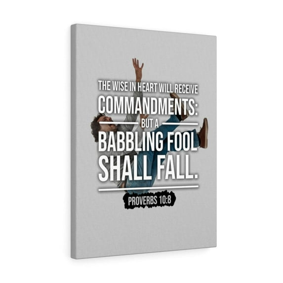 Scripture Walls Wise In Heart Proverbs 10:8 Bible Verse Canvas Christian Wall Art Ready to Hang Unframed