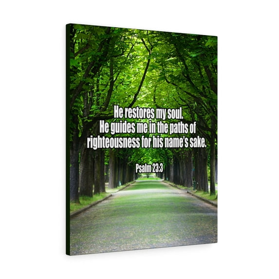 Scripture Walls Psalm 23:3 You Restore My Soul Bible Verse Canvas Christian Wall Art Ready to Hang Unframed