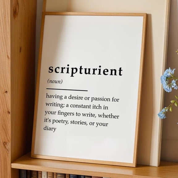 Scripturient Definition Print, Writer Bookish Home Decor, Unframed Paper Poster 8x10in