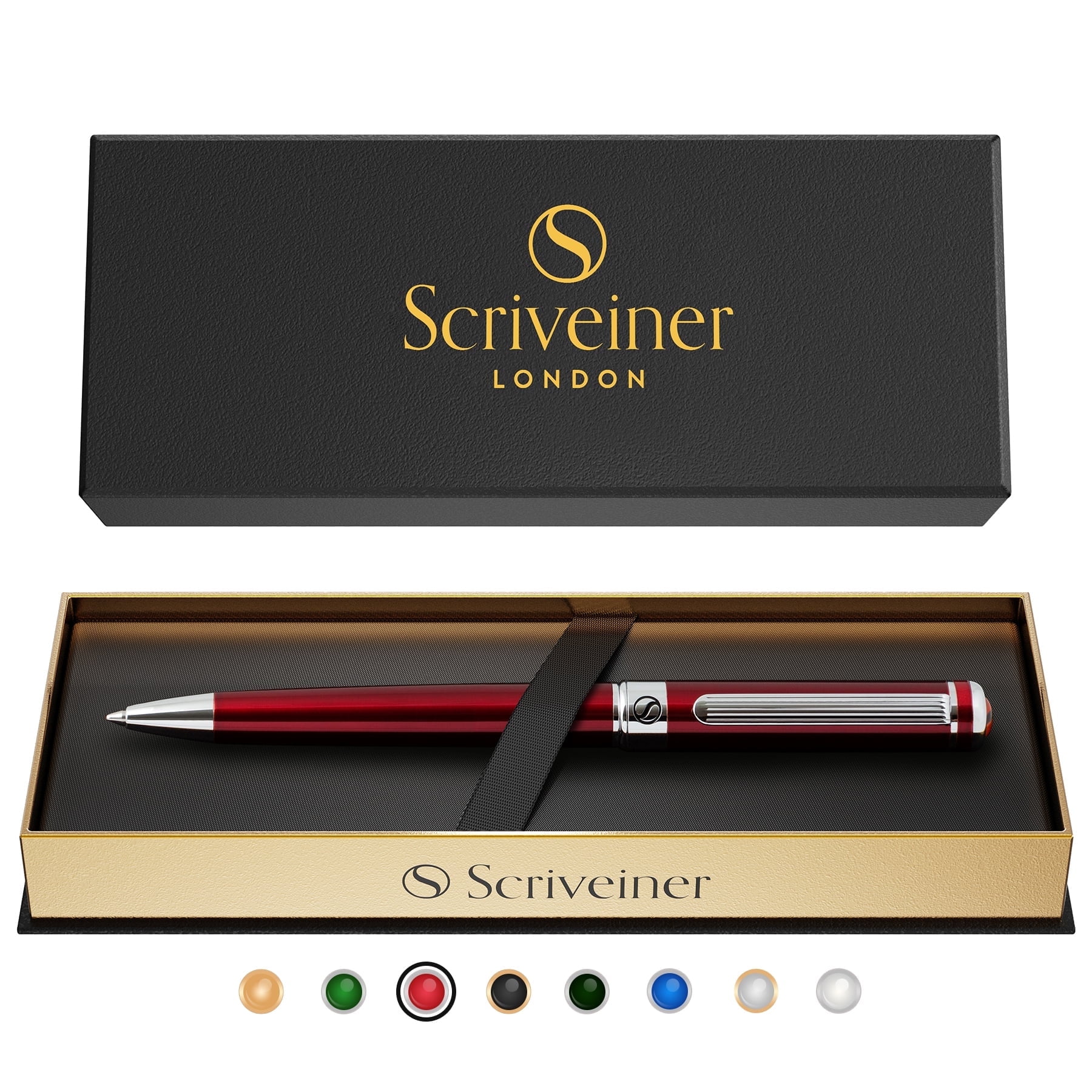 Scriveiner Silver Chrome Luxury Ballpoint Pen with 24K Gold Finish