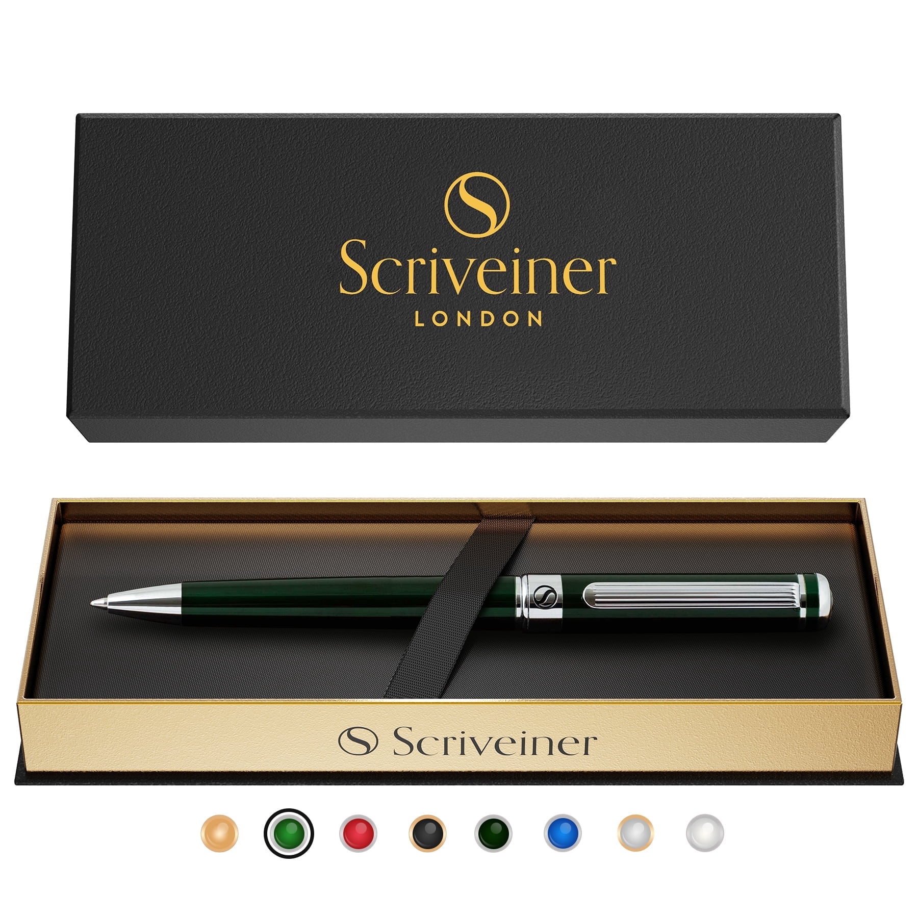 Scriveiner Silver Chrome Luxury Ballpoint Pen with 24K Gold Finish