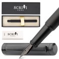 thumbnail image 1 of Scrivi Pens Luxury Fountain Pen Set-[Black] Fountain Pens for Writing - Smooth Medium Nib - Includes Refillable Ink Converter, 5 Ink Cartridges [Black & Blue], Gift Box - Elegant Calligraphy, 1 of 10