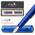 thumbnail image 1 of Scrivi Pens Luxury Fountain Pen Set-[Blue] Fountain Pens for Writing - Smooth Extra Fine Nib - Includes Refillable Ink Converter, 5 Ink Cartridges [Black & Blue], Gift Box - Elegant Calligraphy, 1 of 10