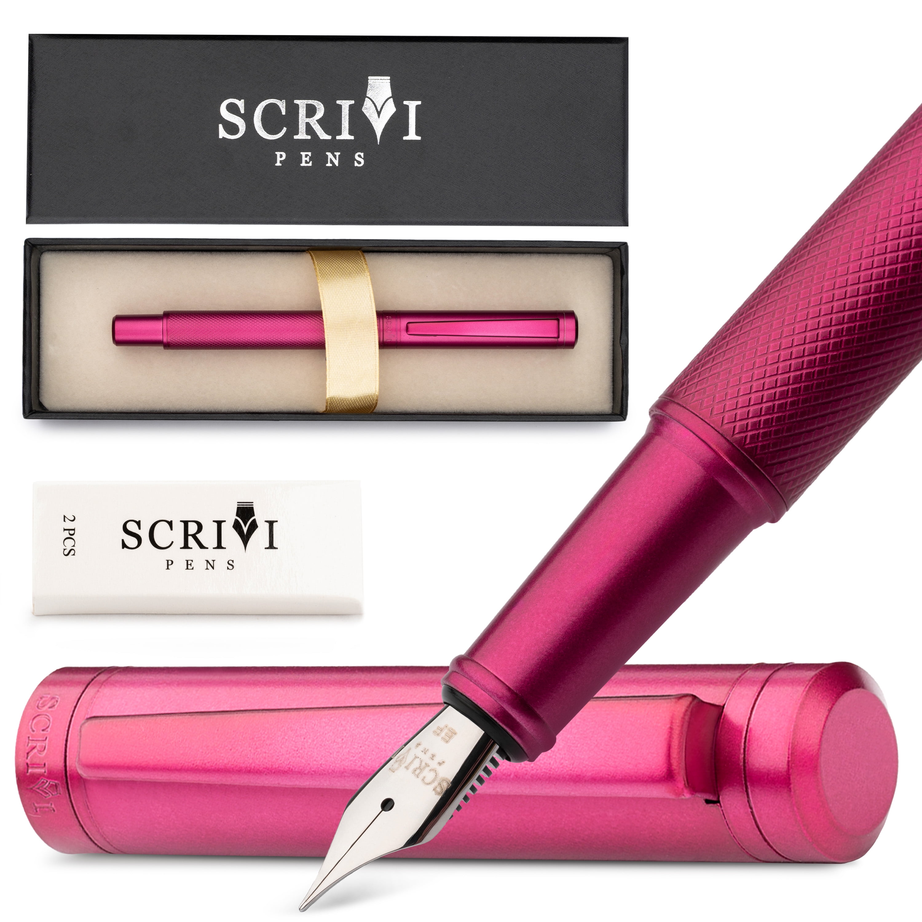 Scrivi Pens Luxury Fountain Pen Set-[Red] Fountain Pens for Writing ...