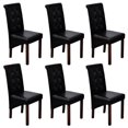 thumbnail image 1 of Scroll Back Artificial Leather Wooden Dining Chairs, Black - 6 Piece, 1 of 1