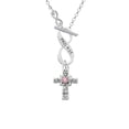 thumbnail image 1 of Scroll Cross with Pink Crystal - To Infinity Philippians 4:13 Toggle Necklace, 1 of 2