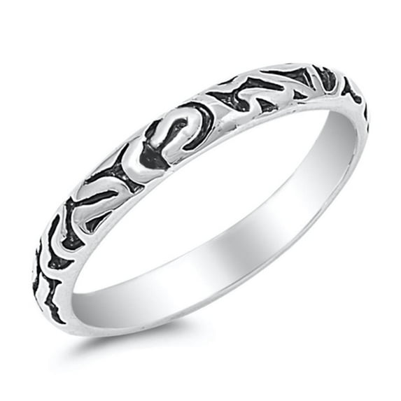 Scroll Design Ring .925 Sterling Silver Band Jewelry Female Male Unisex Size 6