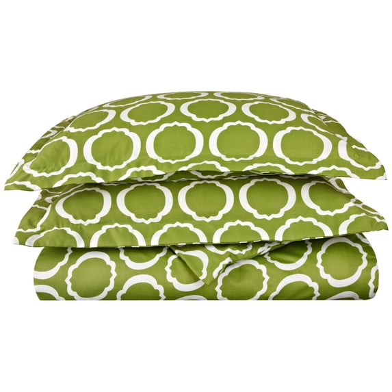 Scroll Park BNM Duvet Cover Set, Cotton Rich, Full/Queen, Green/White