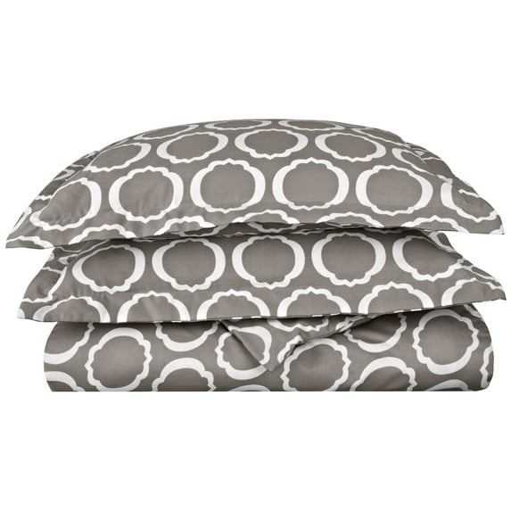 Scroll Park BNM Duvet Cover Set, Cotton Rich, King/Cal King, Grey/White