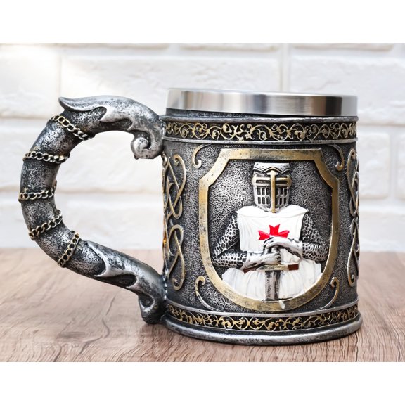 Scroll Patterned Coat Of Arms Medieval Templar Crusader Knight Tankard Mug 15oz