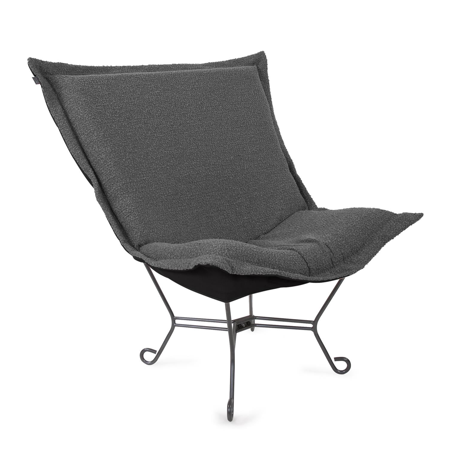 Scroll Puff Chair Titanium- Barbet Charcoal/Black