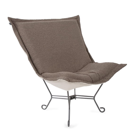 Scroll Puff Chair Titanium- Barbet Chocolate/Natural