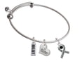 thumbnail image 1 of Scroll Ribbon with Black Crystal Sister Heart Expandable Bangle Bracelet, 1 of 1