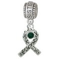 thumbnail image 1 of Scroll Ribbon with Green Crystal - Sister Charm Bead, 1 of 1