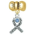 thumbnail image 1 of Scroll Ribbon with Light Blue Crystal - Gold Tone Bow Charm Bead, 1 of 1