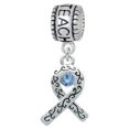 thumbnail image 1 of Scroll Ribbon with Light Blue Crystal - Love 2 Teach Charm Bead, 1 of 1
