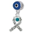 thumbnail image 1 of Scroll Ribbon with Teal Crystal - Blue Evil Eye Charm Bead, 1 of 1