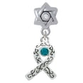 thumbnail image 1 of Scroll Ribbon with Teal Crystal - Star of David with Clear Crystal Charm Bead, 1 of 1