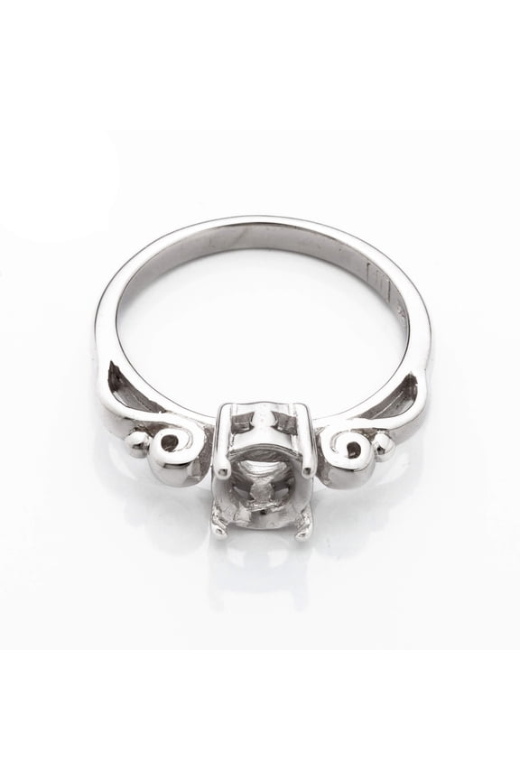 Scroll Ring Setting with Oval Prongs Mounting in Sterling Silver 6x8mm | MTR052 (7)