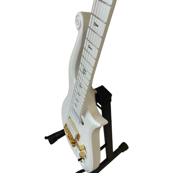 Scroll Shape Solid Body Electric Guitar, Gloss White Gold Hardware 6 String