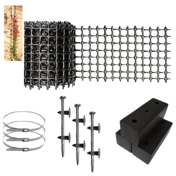 Scroll Trellis 108 Downspout Trellis  Slim Outdoor Vertical Plant Support for Climbing Vines (1 Pack, Black Mesh)