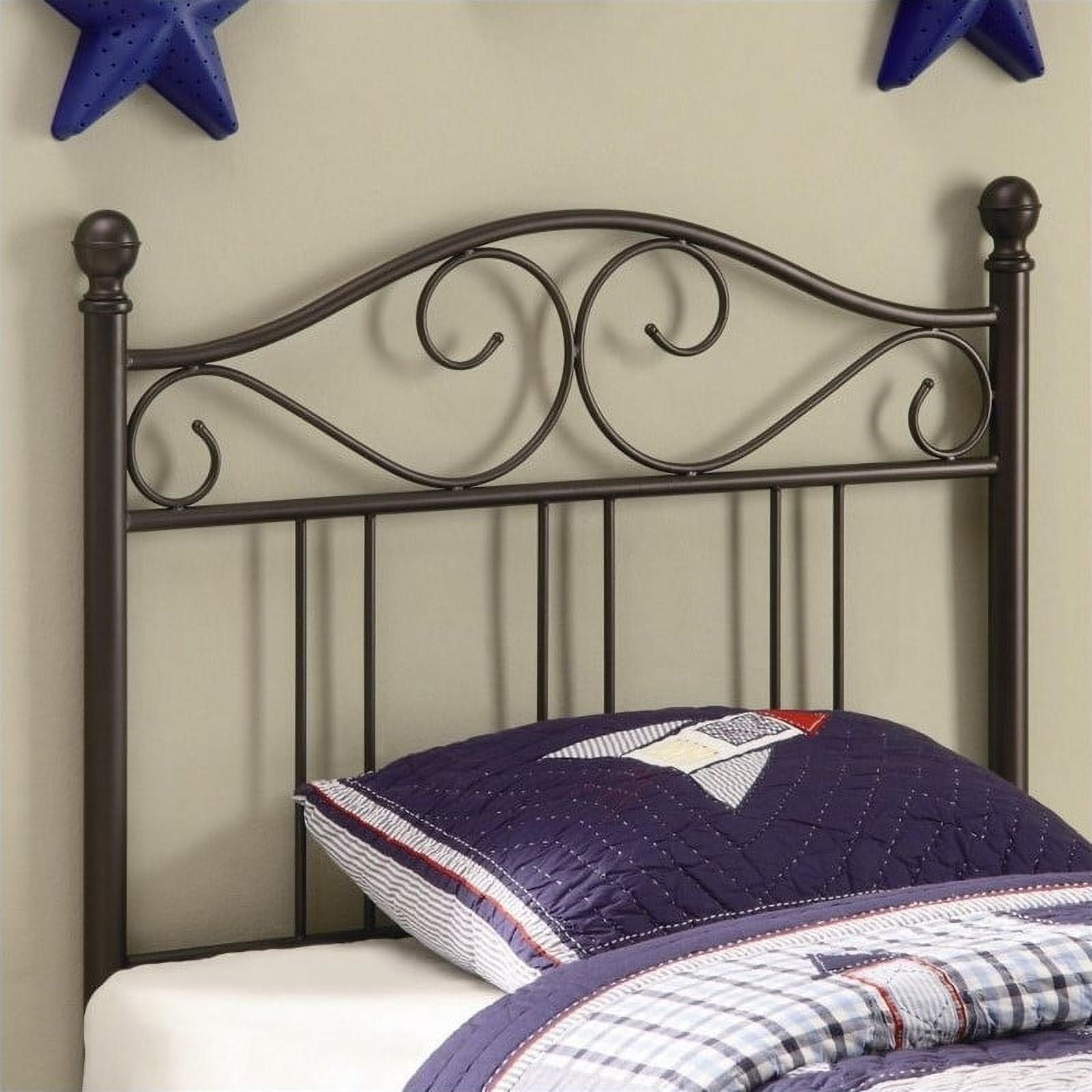 Ellis Dark Bronze Scroll Twin Metal Headboard