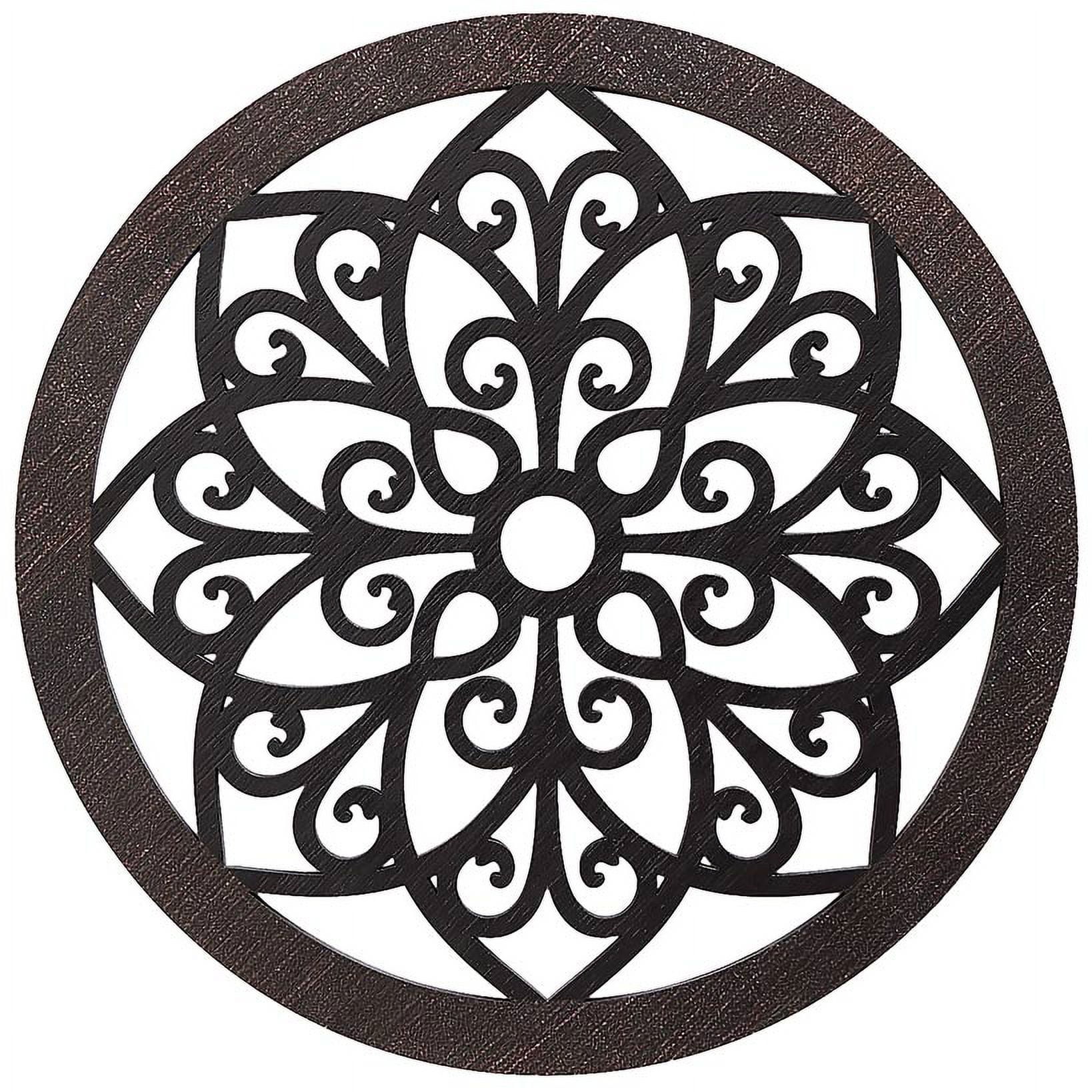 Dark Brown Intricate Wood Carved Abstract Wall Sculpture