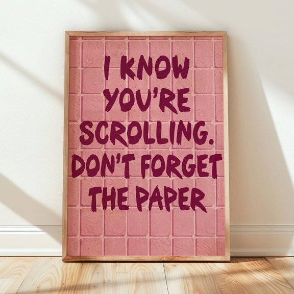 Scrolling Bathroom Quote Tile Wall Art Decor Unframed Paper Print